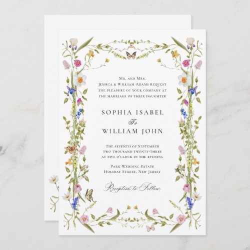 Elegant Baroque French Garden Floral Wedding Invitation