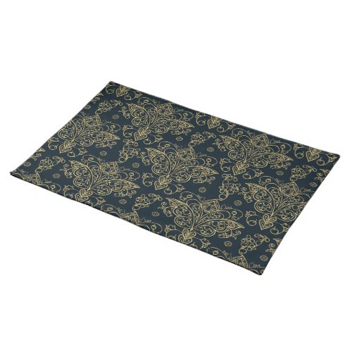 Elegant Baroque Gold Butterfly Flourish Cloth Placemat