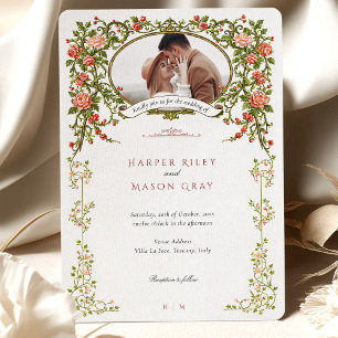 Elegant Baroque Gold Floral Photo Wedding Invitation