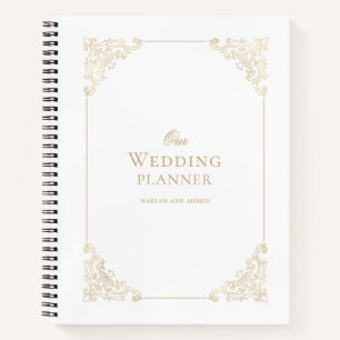 Elegant Baroque Gold Script Our Wedding Planner Notebook