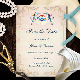 Elegant Baroque Hummingbird Old Mexico Wedding Save The Date