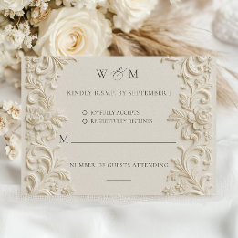 Elegant Baroque Ivory Wedding RSVP Card