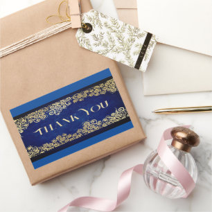 Elegant Baroque Navy And Gold Classy Chic Wedding  Rectangular Sticker