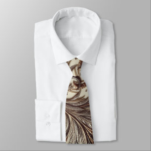 Elegant Baroque Pattern with Gold Gemstone Accent Neck Tie