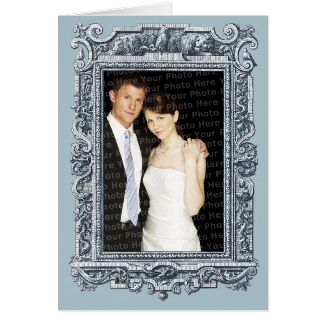 Elegant Baroque Photo Frame Engraved Border Cards (Front)