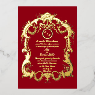 Elegant Baroque Rococo 1746 Frame Border Wedding Foil Invitation