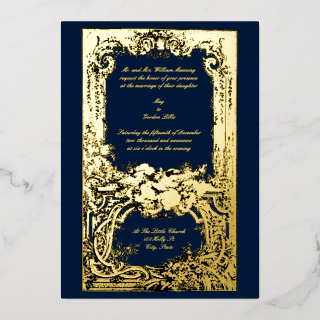 Elegant Baroque Rococo Birds Wedding Invitations (Front)