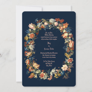 Elegant Baroque Rococo Floral Wreath Wedding Invitation