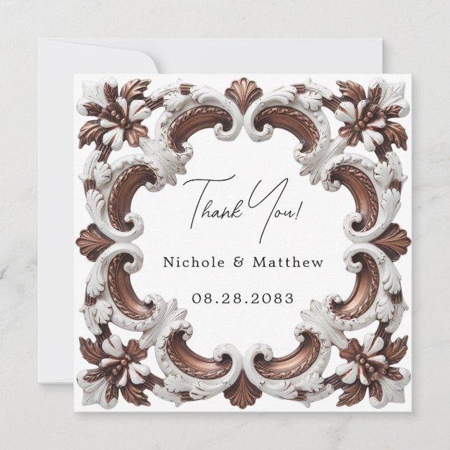 Elegant Baroque Rococo Style Wedding Thank You Card (Front)