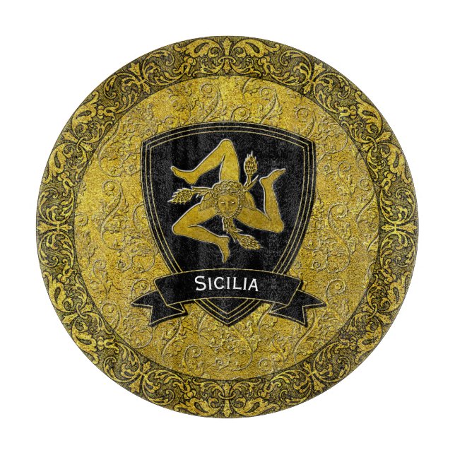 Elegant Baroque Sicilian Trinacria Cutting Board (Front)