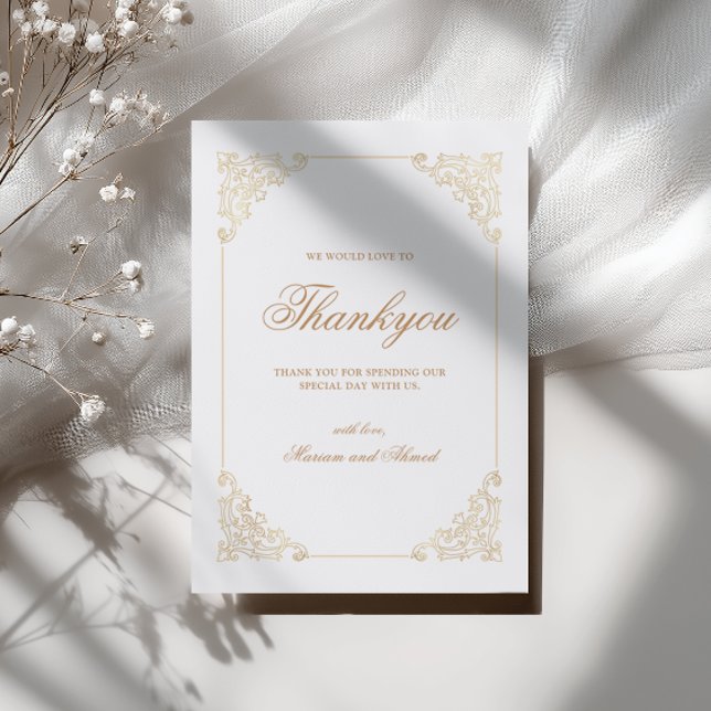 Elegant Baroque Stylish Script Wedding Thank You Card (Creator Uploaded)