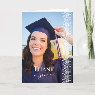 Elegant Baroque Victorian Lace Graduation Photo Letterpress Thank You Card