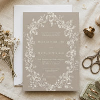 Elegant Baroque Vintage Oval Neutral Tan Wedding
