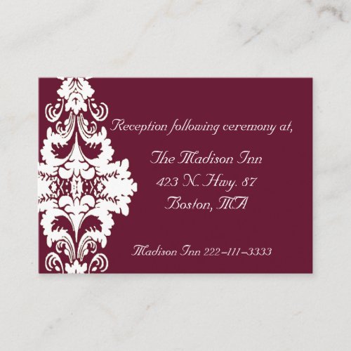 Elegant baroque Wedding enclosure cards Business Cards