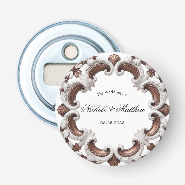 Elegant Baroque Wedding Favor Bottle Opener (Front)