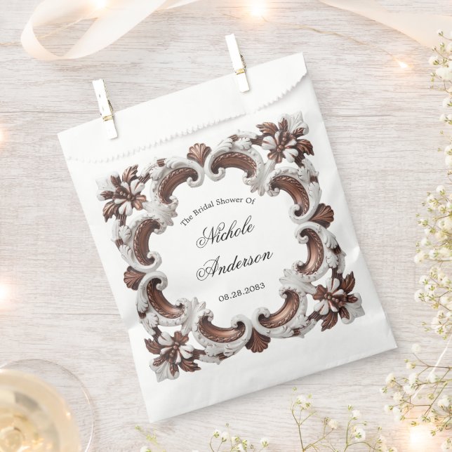 Elegant Baroque Wedding Frame Bridal Shower  Favor Bag (Clipped)