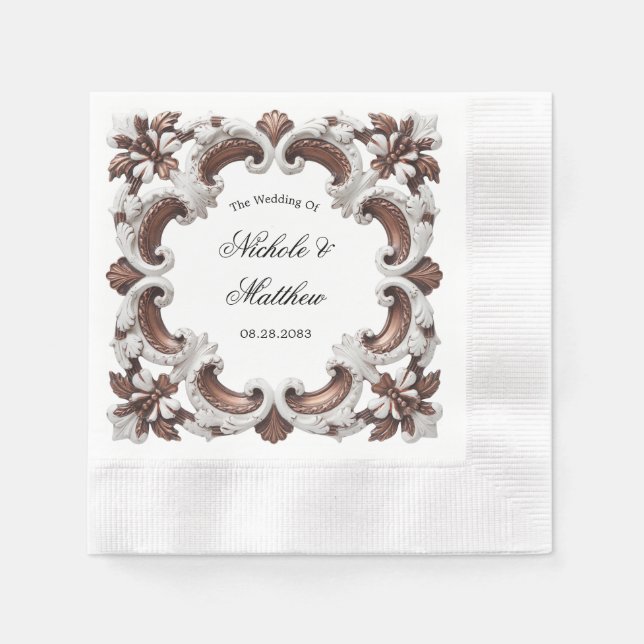 Elegant Baroque Wedding Frame Napkins (Front)