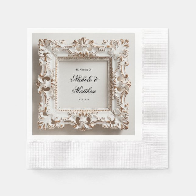 Elegant Baroque Wedding in Cream Napkins (Front)