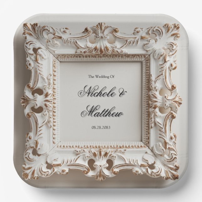 Elegant Baroque Wedding in Cream Paper Plates (Front)