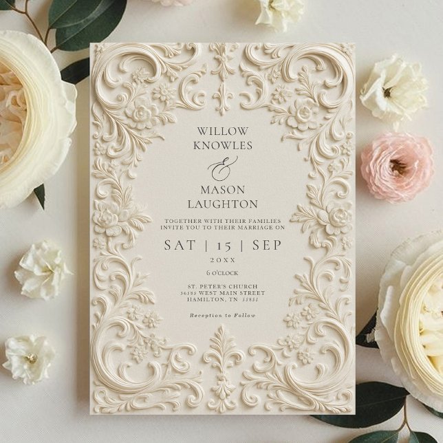 Elegant Baroque Wedding Invitation (Elegant Baroque Wedding Invitation Front)