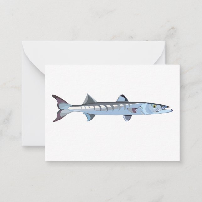 Elegant Barracuda fish Note Card (Front)