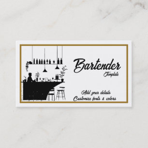 Elegant bartender cocktail business cards