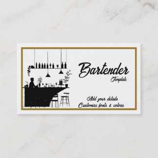 Elegant bartender cocktail business cards
