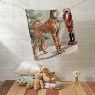 Elegant Basenji Dog Nutcracker Modern Christmas Baby Blanket