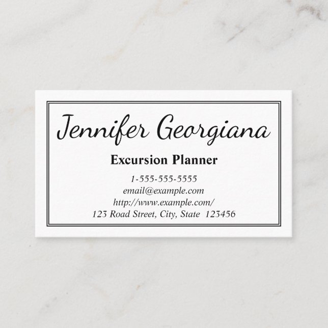 Elegant & Basic Excursion Planner Business Card (Front)