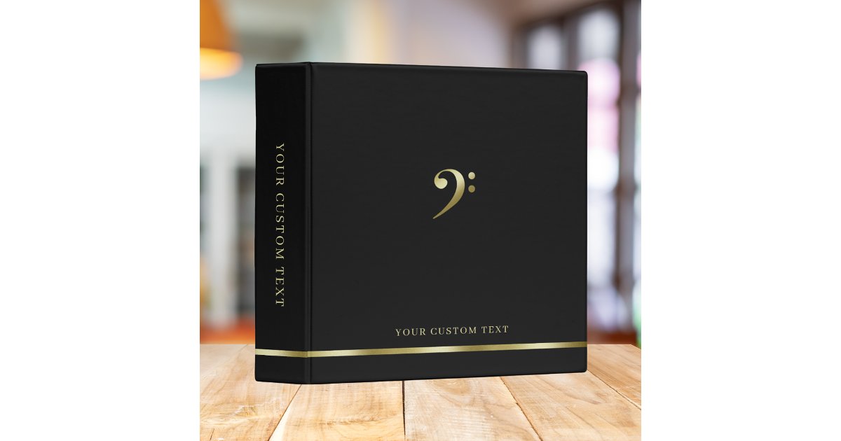 Elegant Bass Clef Music Choir Concert Black 3 Ring Binder | Zazzle
