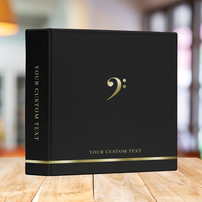 Elegant Bass Clef Music Choir Concert Black 3 Ring Binder (Creator Uploaded)