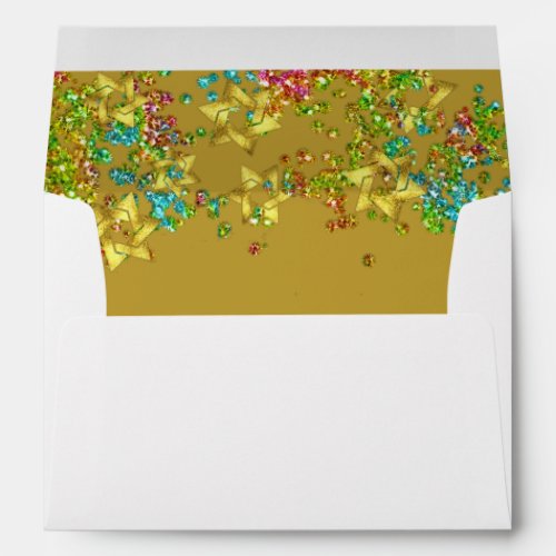 Elegant Bat Mitzvah Glittery Confetti Envelope