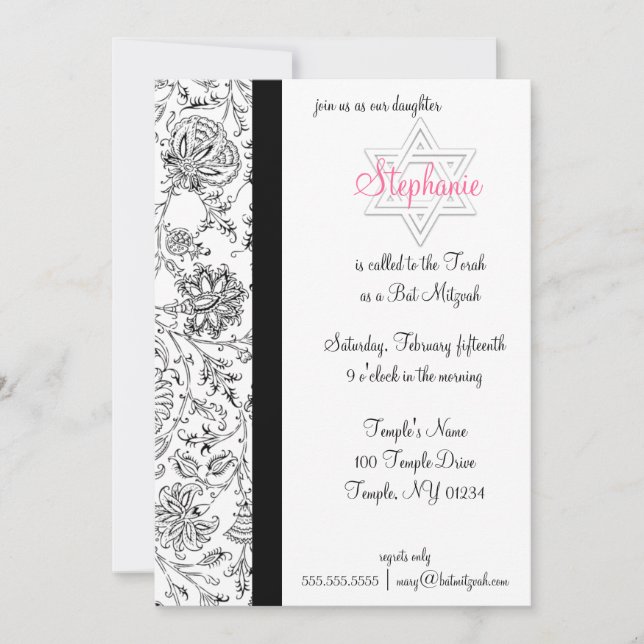 Elegant Bat Mitzvah Invitations (Front)