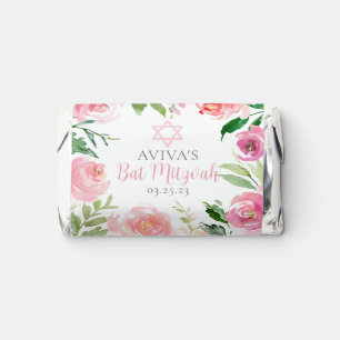 Elegant Bat Mitzvah Party Personalized Pink Floral Hershey's Miniatures