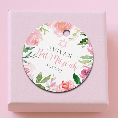 Elegant Bat Mitzvah Personalized Pink Floral Party