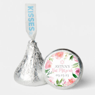 Elegant Bat Mitzvah Personalized Pink Floral Party Hershey®'s Kisses®