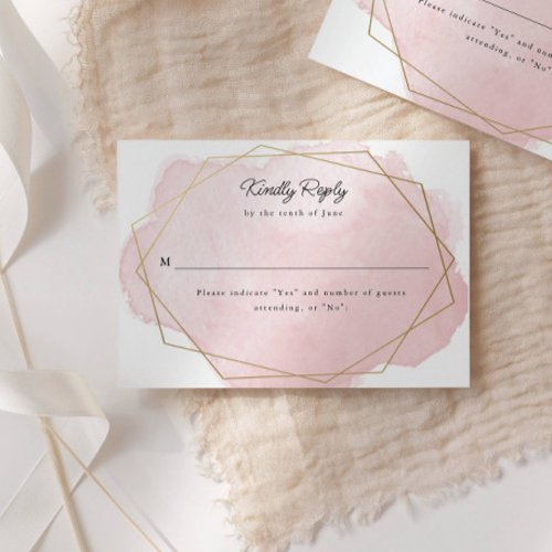 Elegant Bat Mitzvah Pink Watercolor Reply Card
