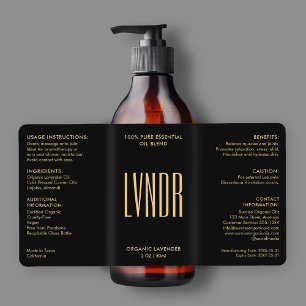 Elegant Bath Body Beauty Black Gold Modern Product Label