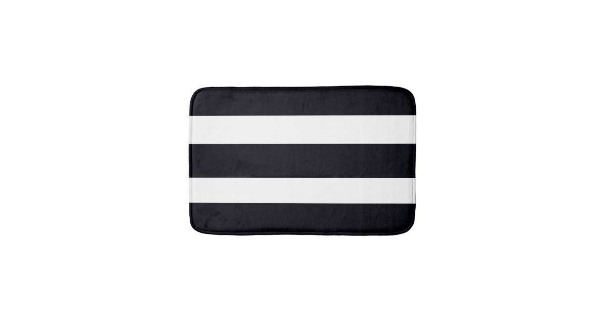 Elegant Bathroom Rug Bath Mat Black White Stripes Zazzle Com As we will share some recommended black and white bathroom rugs, twenty products below are offered certainly, the rug will entirely keep your feet cozy and dry after bathing. zazzle
