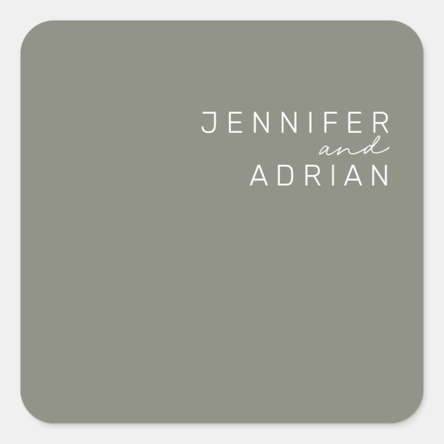 Elegant Battleship Gray Minimal ﻿Modern Envelope  Square Sticker (Front)