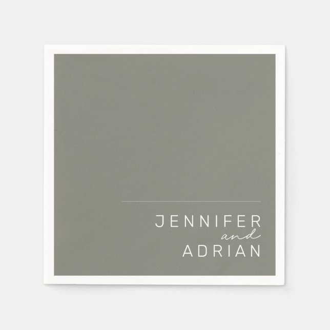 Elegant Battleship Gray Minimal Modern Wedding  Napkins (Front)