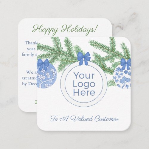 Elegant Baubles Small Business Logo Happy Holidays Note Card