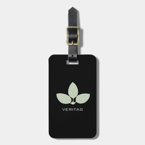 Elegant Bay Leaf Silhouette on Black Luggage Tag