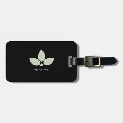 Elegant Bay Leaf Silhouette on Black Luggage Tag