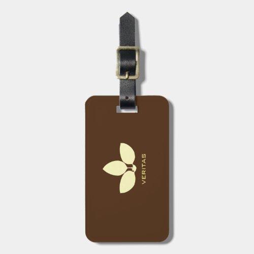 Elegant Bay Leaf Silhouette on Brown Luggage Tag