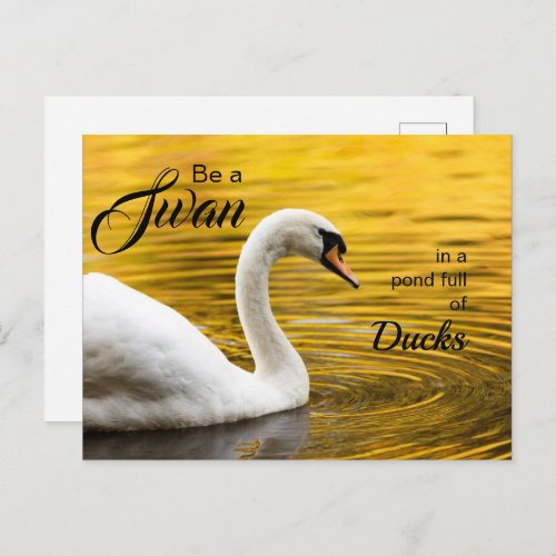 Elegant Be a Swan Typography Inspirational Postcard