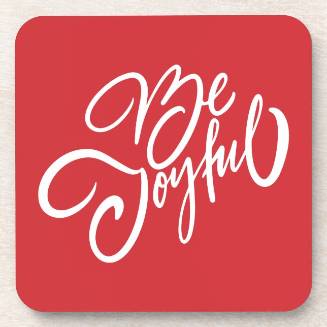 Elegant Be Joyful Holiday Design Beverage Coaster (Front)