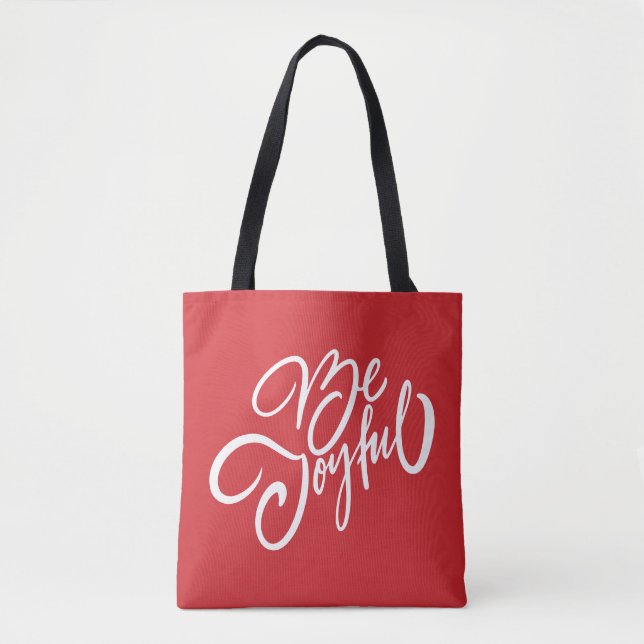 Elegant Be Joyful Holiday Design Tote Bag (Front)