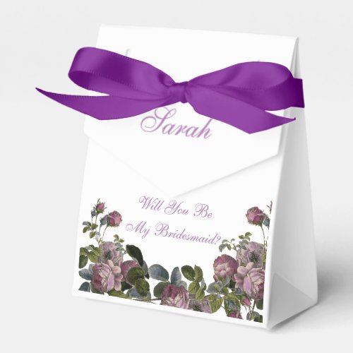 Elegant Be My Bridesmaid Vintage Purple Floral Favor Boxes