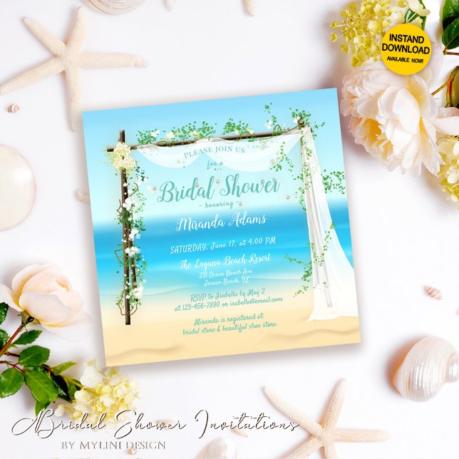 Elegant Beach Arch Bridal Shower Invitation (Creator Uploaded)